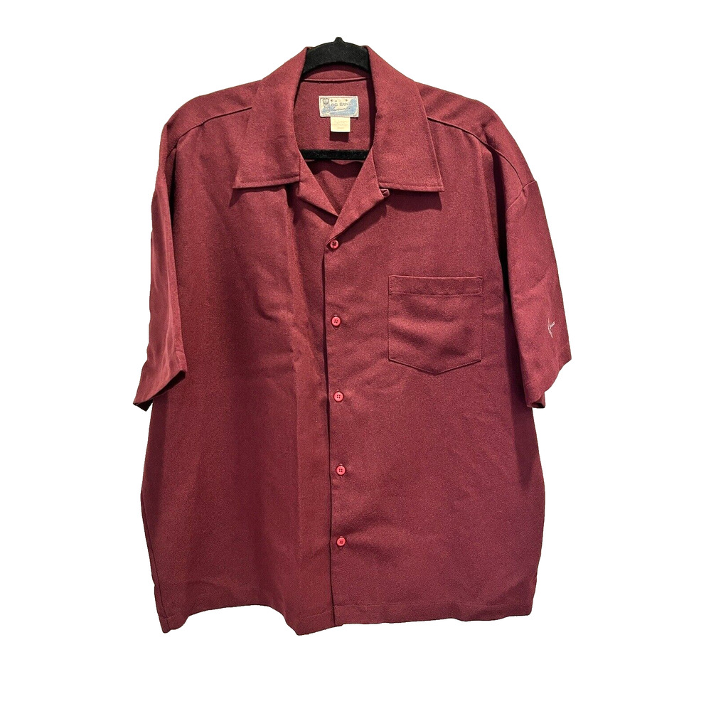 Vintage BC Ethic Lounge Short Sleeve Shirt Men's SZ L Red Button up Grampa Core